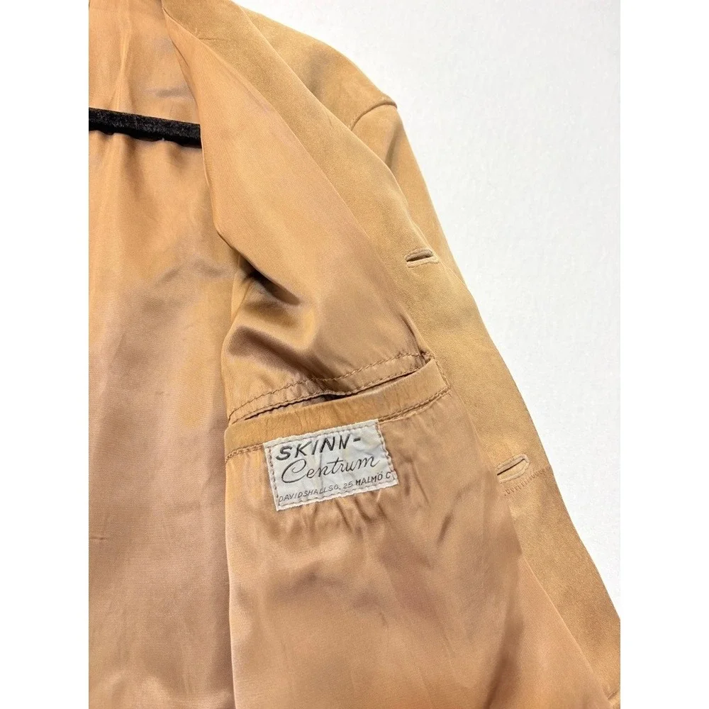 Vintage Akta Getskinn Swedish Suede Leather Chore Jacket Tan Brown Mens 54 L - Picture 4 of 6